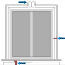 Fensterplan mit Schlussstein, Fensterumrandung und Sohlbank